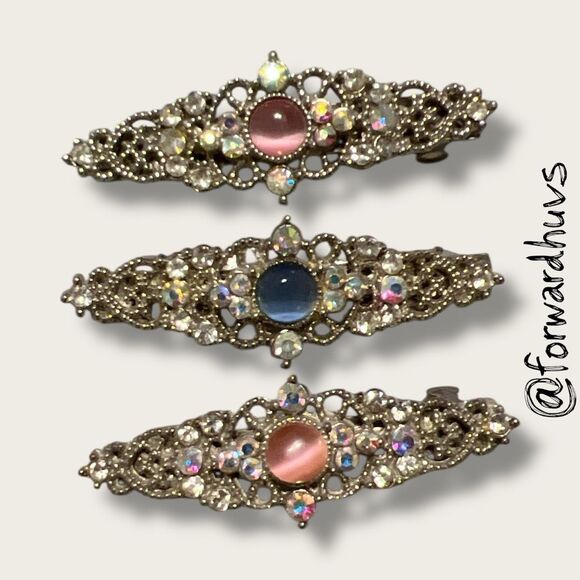 Vintage Style Silver-Tone Hair Barrettes – Ornate Filigree Set - Picture 5 of 7